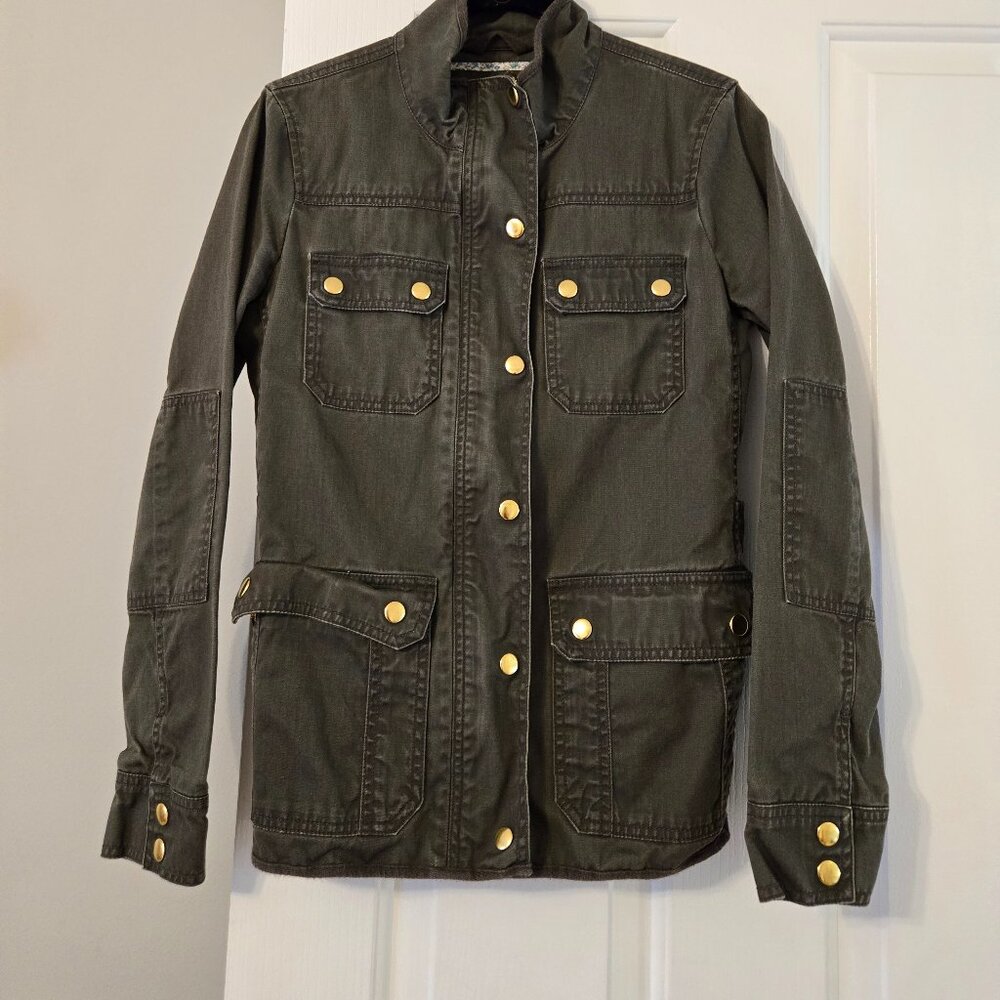 Womens J Crew Factory Olive green military style jacket size XS